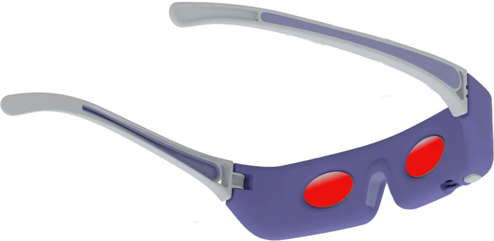 Innenseite der eyepower red Brille mit den beiden roten 670-nm-Leuchtfeldern